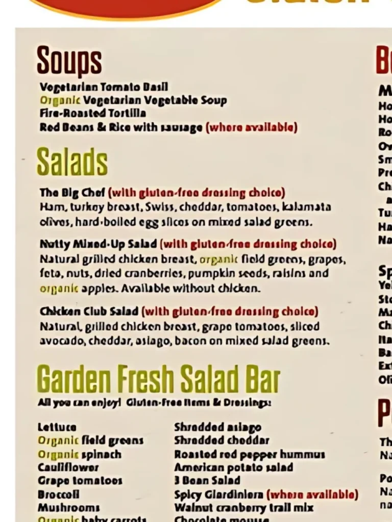 Jason’s Deli Salad Bar Menu USA
